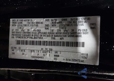 2022 Ford Bronco Outer Banks z USA, uszkodzony, nr VIN 1FMDE5CP1NLB07553